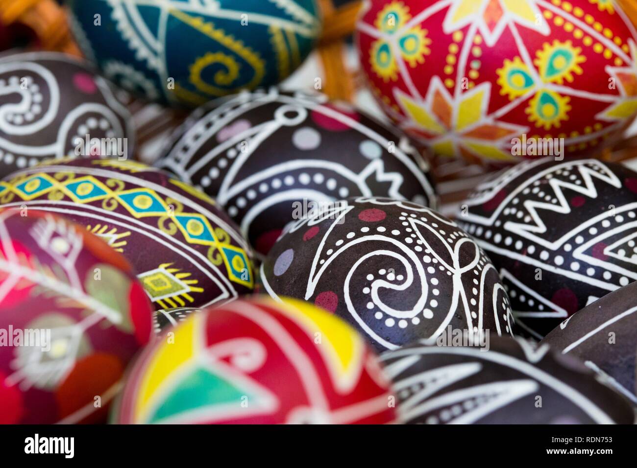 easter eggs with ukrainian ornament close up Stock Photo