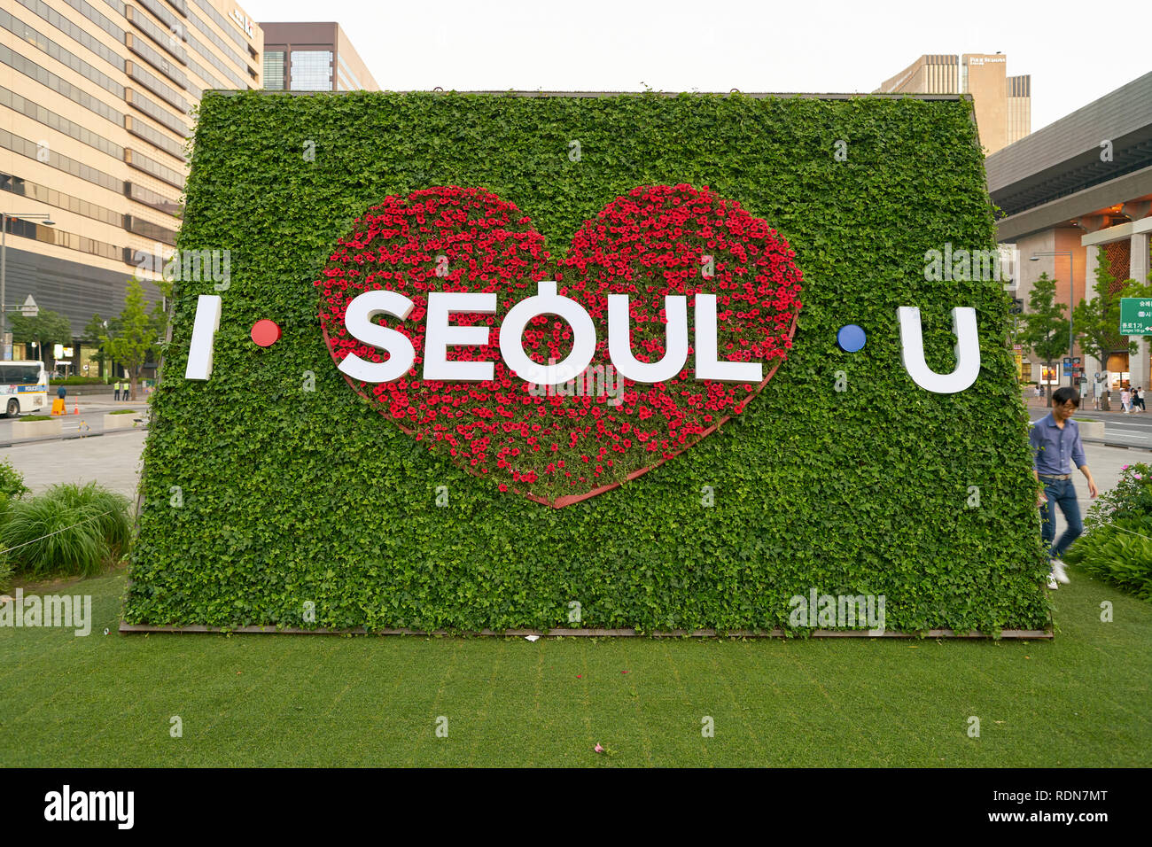 SEOUL, SOUTH KOREA - CIRCA MAY, 2017: I SEOUL U sign at downtown of the city. Seoul Special City is the capital and largest metropolis of the Republic Stock Photo