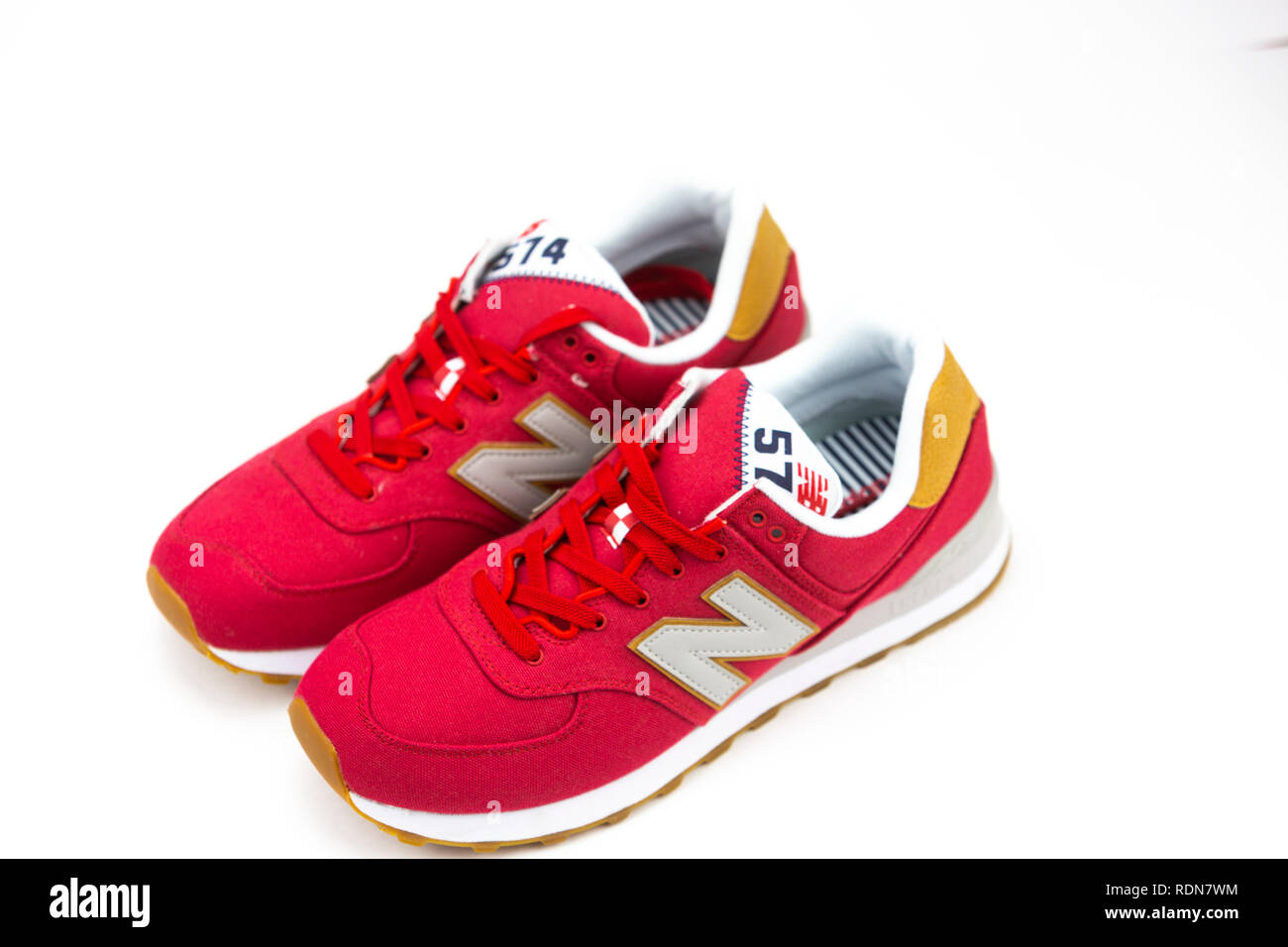 New Balance NB 574 Red athletic shoes 
