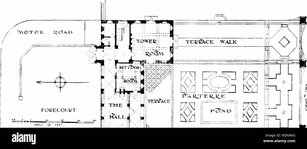 Gardens for small country houses. Gardens. but satisfactory way of dealing  witli a sloping site in a small garden is shown in Fig. log, which  illustrates the garden at The Barn,