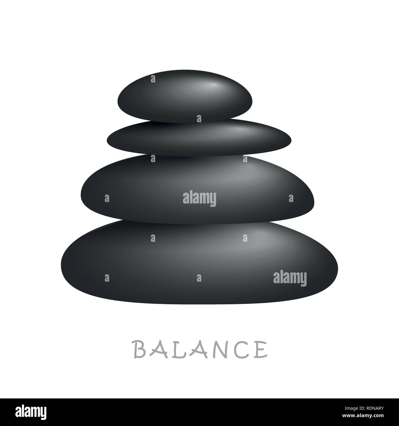 black zen massage stones balance on white background vector