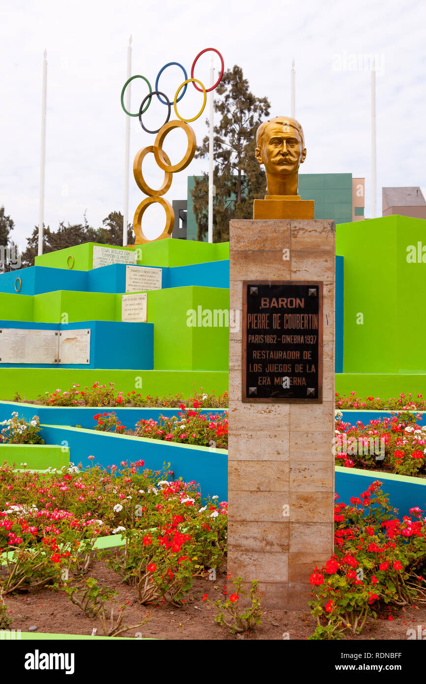 Baron Pier de Coubertin statue in Lima ,Peru Stock Photo Alamy