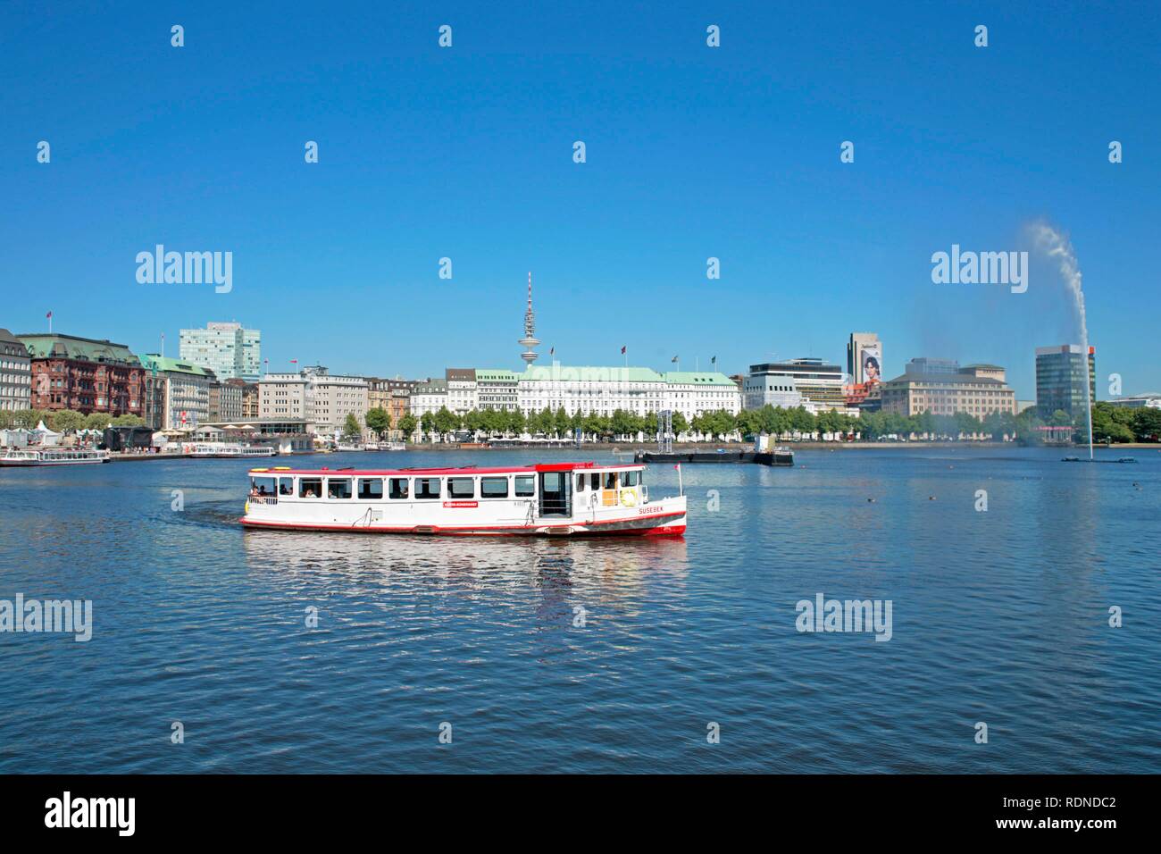 Passenger ship on the Inner Alster Lake, Hamburg Stock Photo