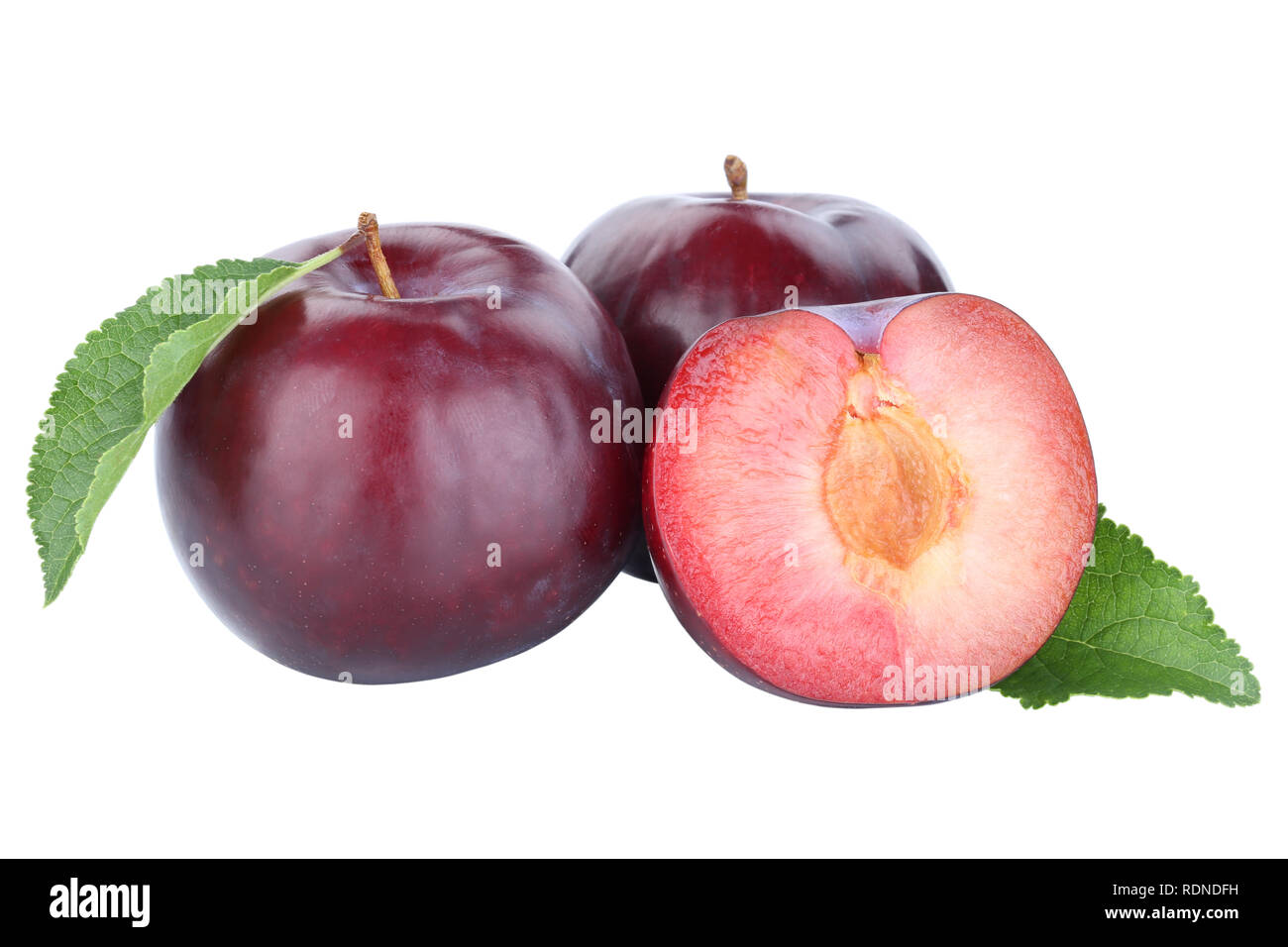 Plums plum blue fresh fruits fruit autumn fall isolated on a white