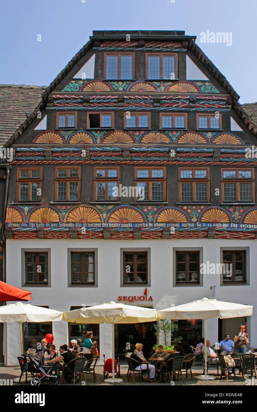 Half-timbered house in Hoexter, Weserbergland, Weser Uplands, Lower Saxony Stock Photo
