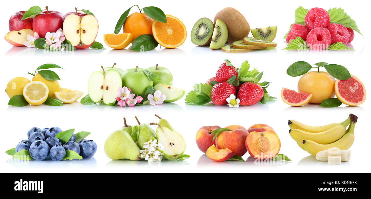 Fruits collection orange apple apples banana blueberries strawberry ...