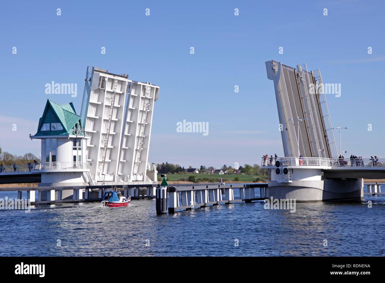 Bascule bridge, Kappeln, Schlei Inlet, Schleswig-Holstein Stock Photo