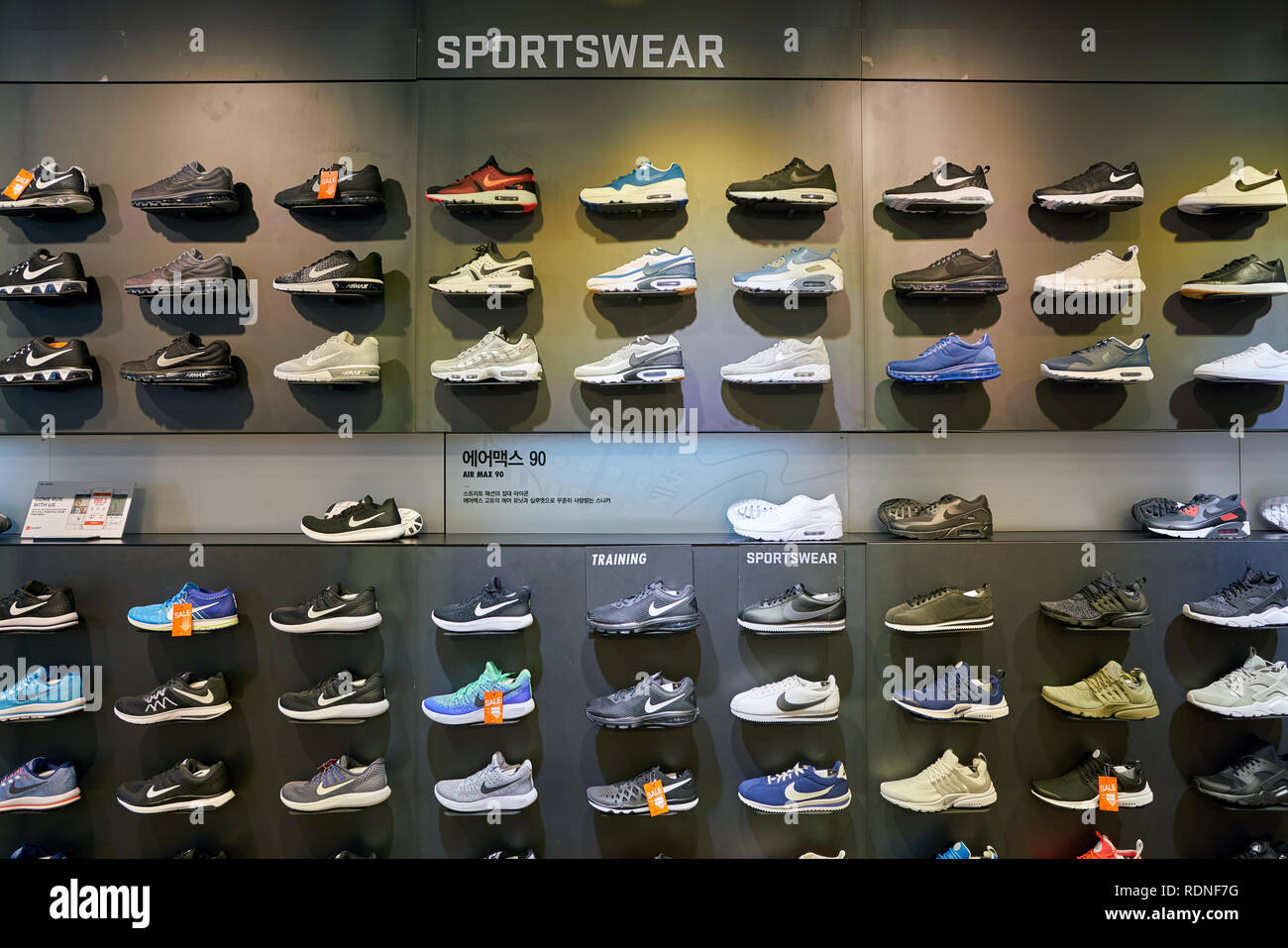 SEOUL, SOUTH KOREA - CIRCA MAY, 2017: footwear on display Nike store in  Seoul Stock Photo - Alamy