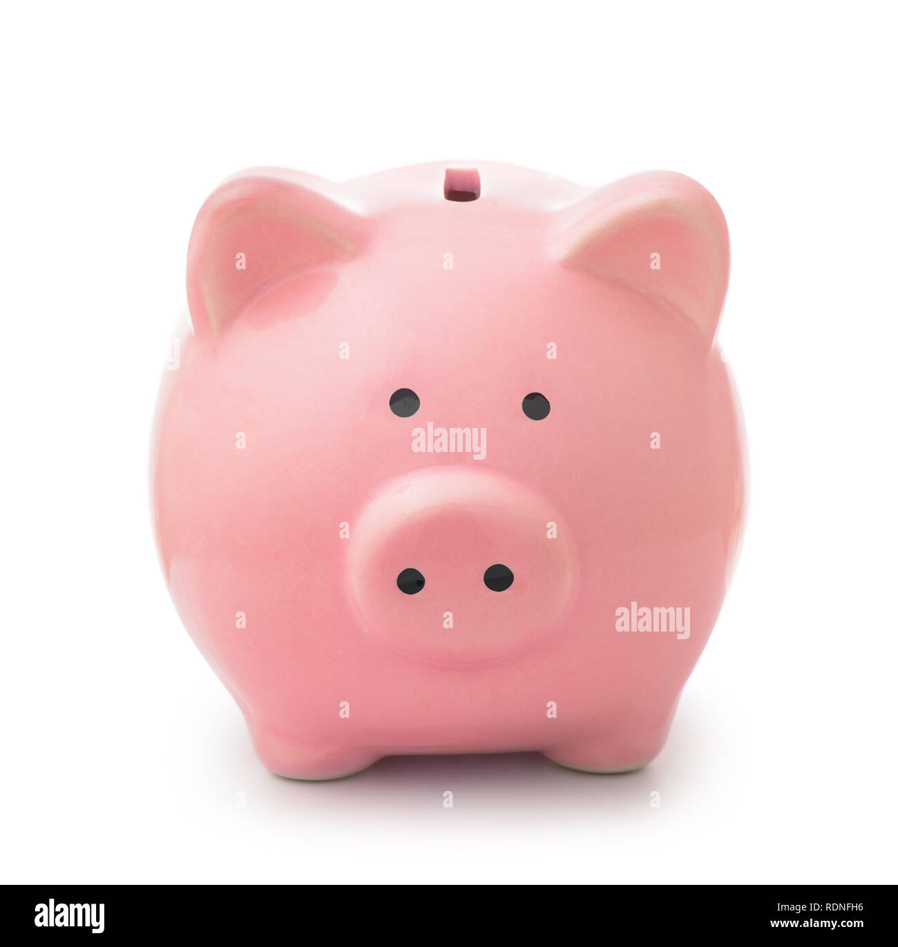 Front view of piggy bank isolated on white Stock Photo - Alamy