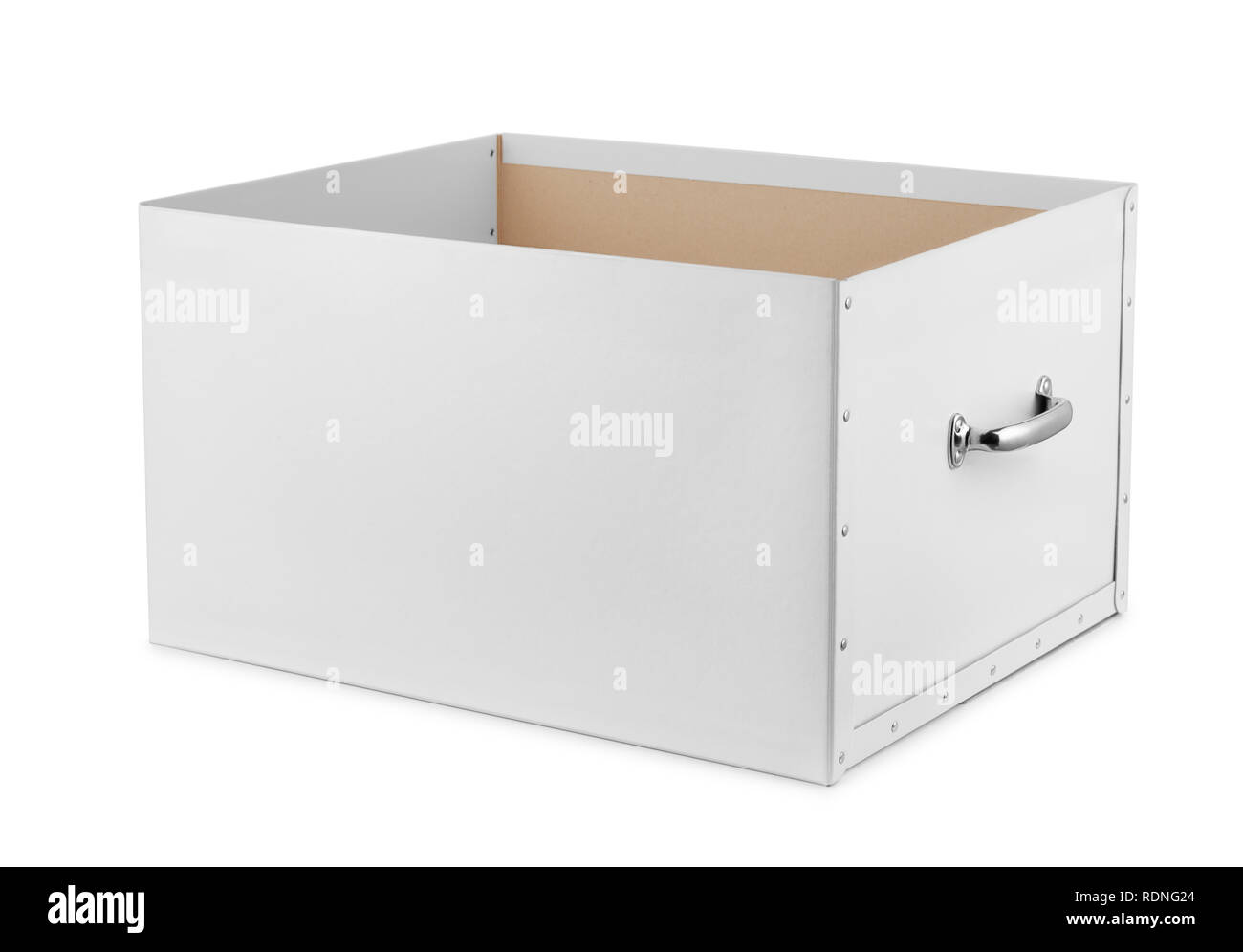Open storage box isolated on white Stock Photo Alamy