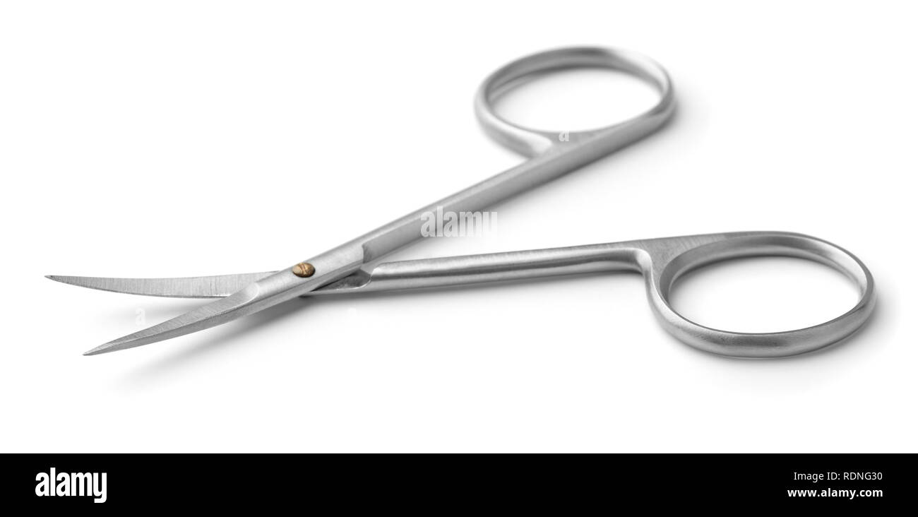 Stainless steel manicure scissors isolated on white Stock Photo