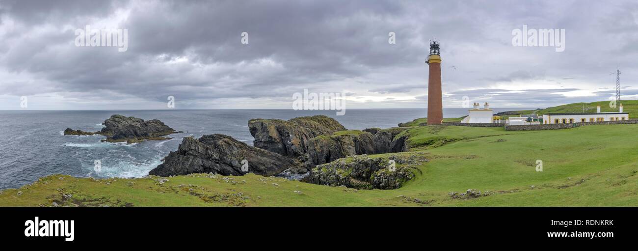 Butt of Lewis Lighthouse, Lewis and Harris, panorama, Outer Hebrides, Scotland, United Kingdom Stock Photo
