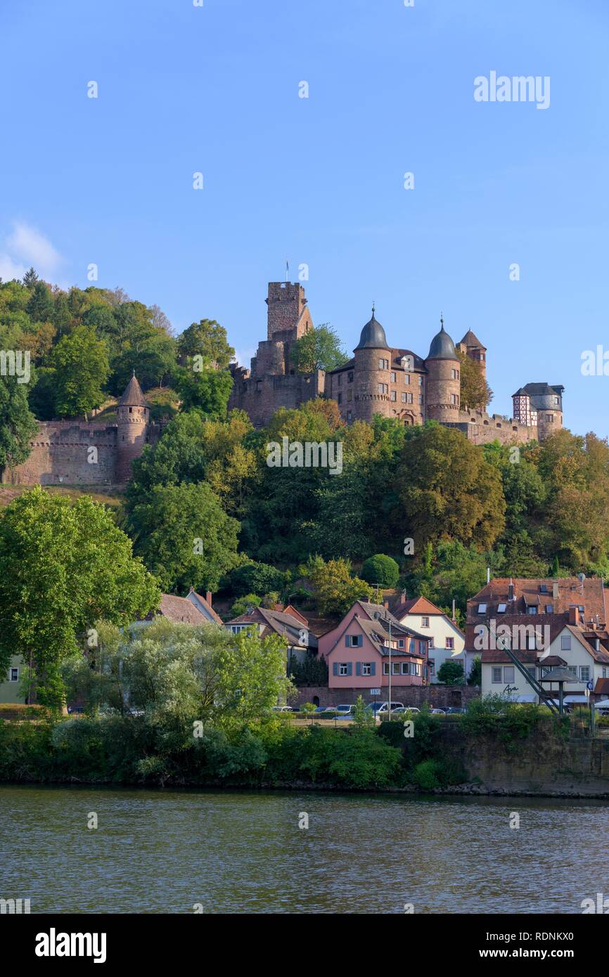 Castle Wertheim with river Main, Kreuzwertheim, Baden-Württemberg, Germany Stock Photo