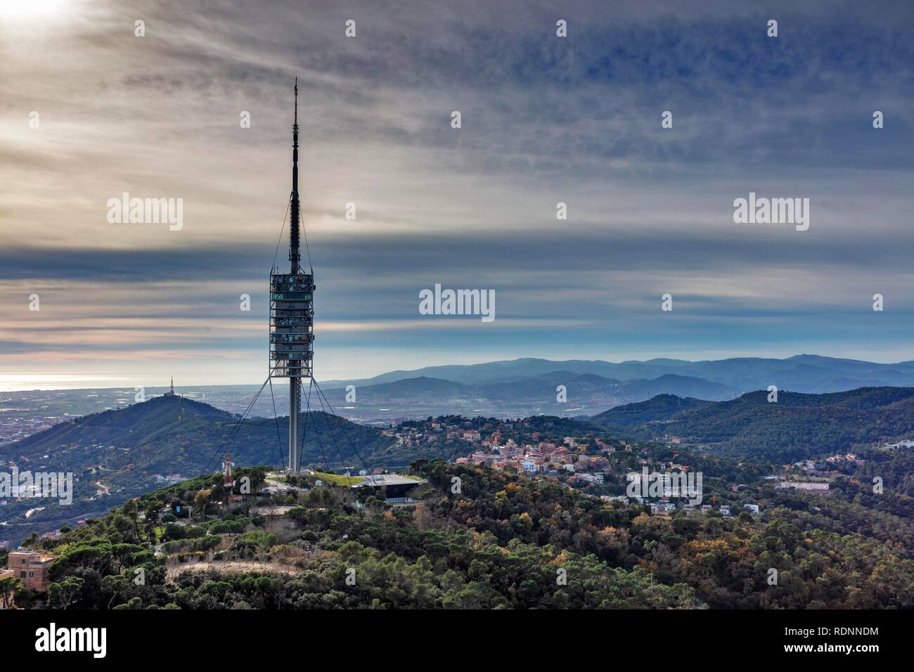 Torre de Collserola, television tower, Tibidabo, Barcelona, Catalonia, Spain Stock Photo