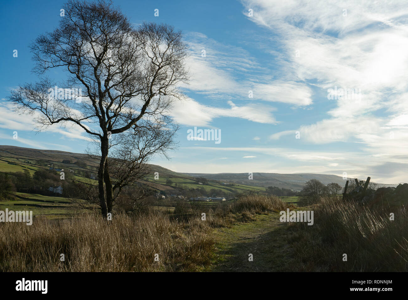View from Pennine way at Garrigill Stock Photo