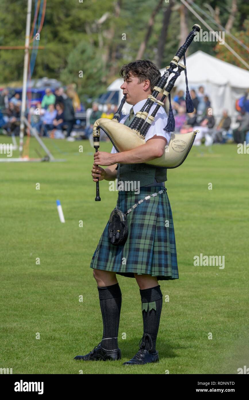 Bagpiper, Highland Games, Newtonmore, Scotland, United Kingdom Stock Photo