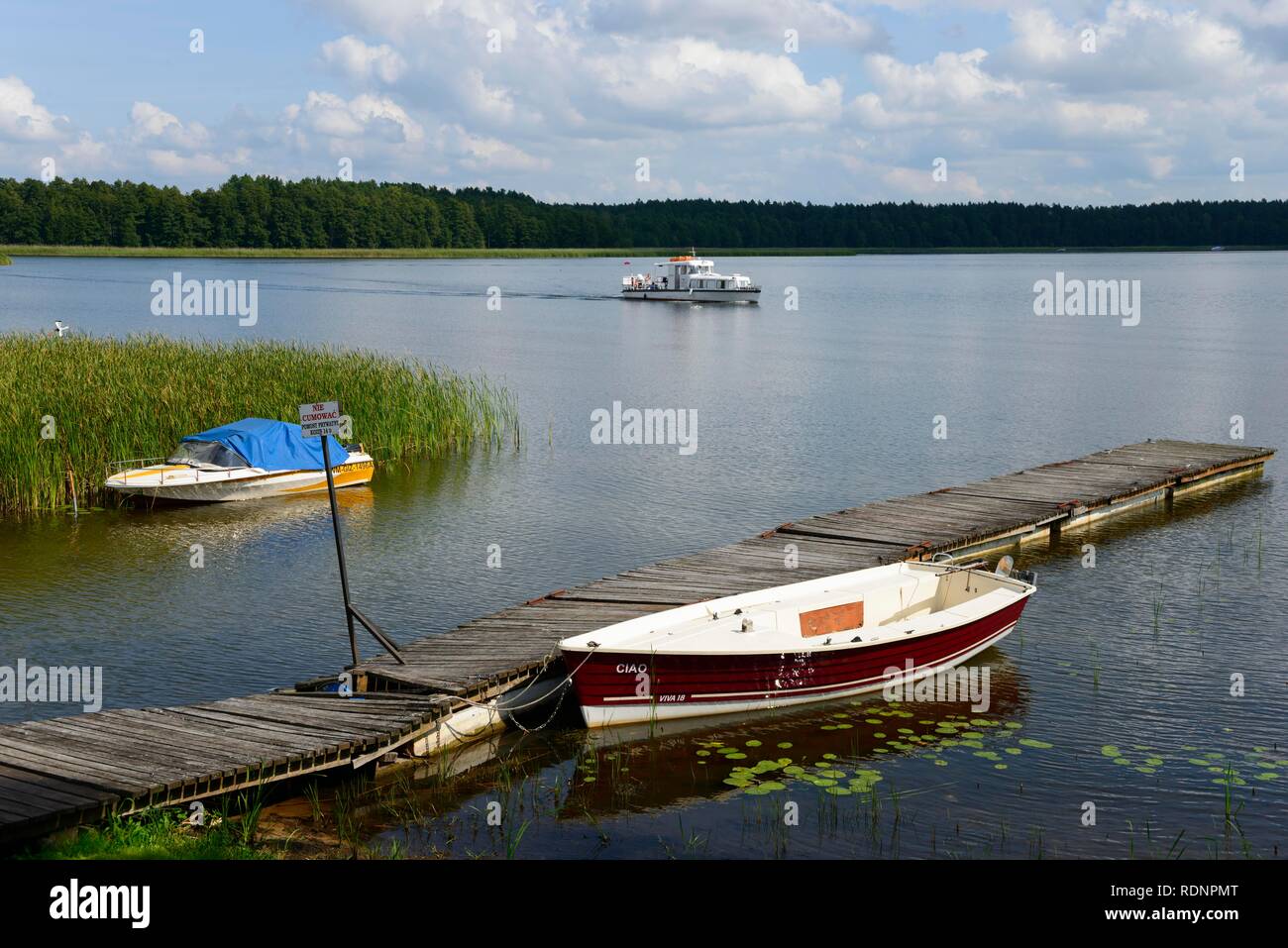 Boats, Kozin, Lake Jagodne, Warmia-Masuria, Poland Stock Photo