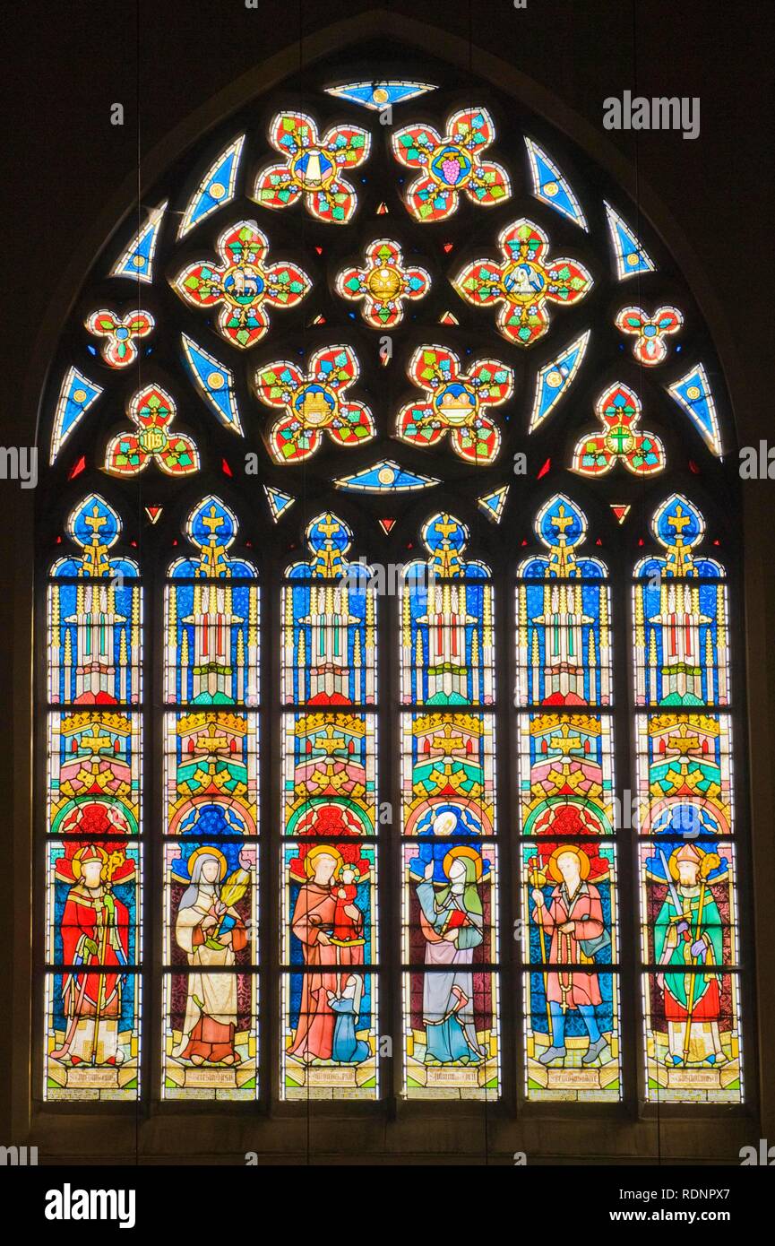 Stained glass window, Anthony de Padua Chapel, Sint Amandsberg Beguinage, Unesco World Heritage Site, Gent, Belgium, Europe Stock Photo