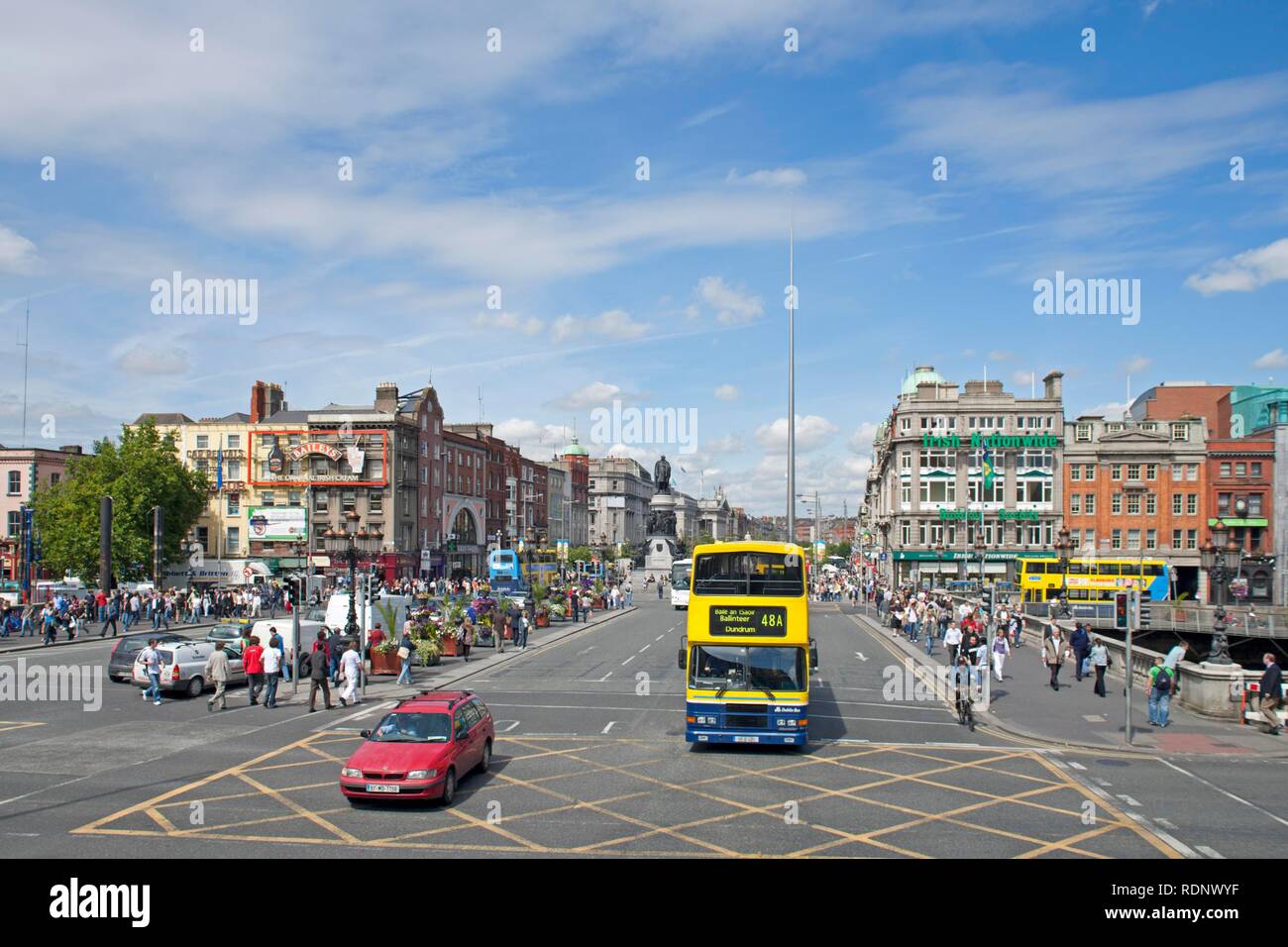 O'Connell Bridge and O'Connell Street, Dublin, Republic of Ireland, Europe Stock Photo
