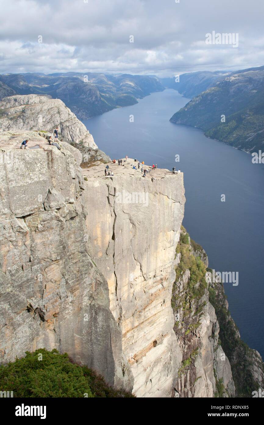 The famous Prekestolen or Preacher's Pulpit or Pulpit Rock towering ...