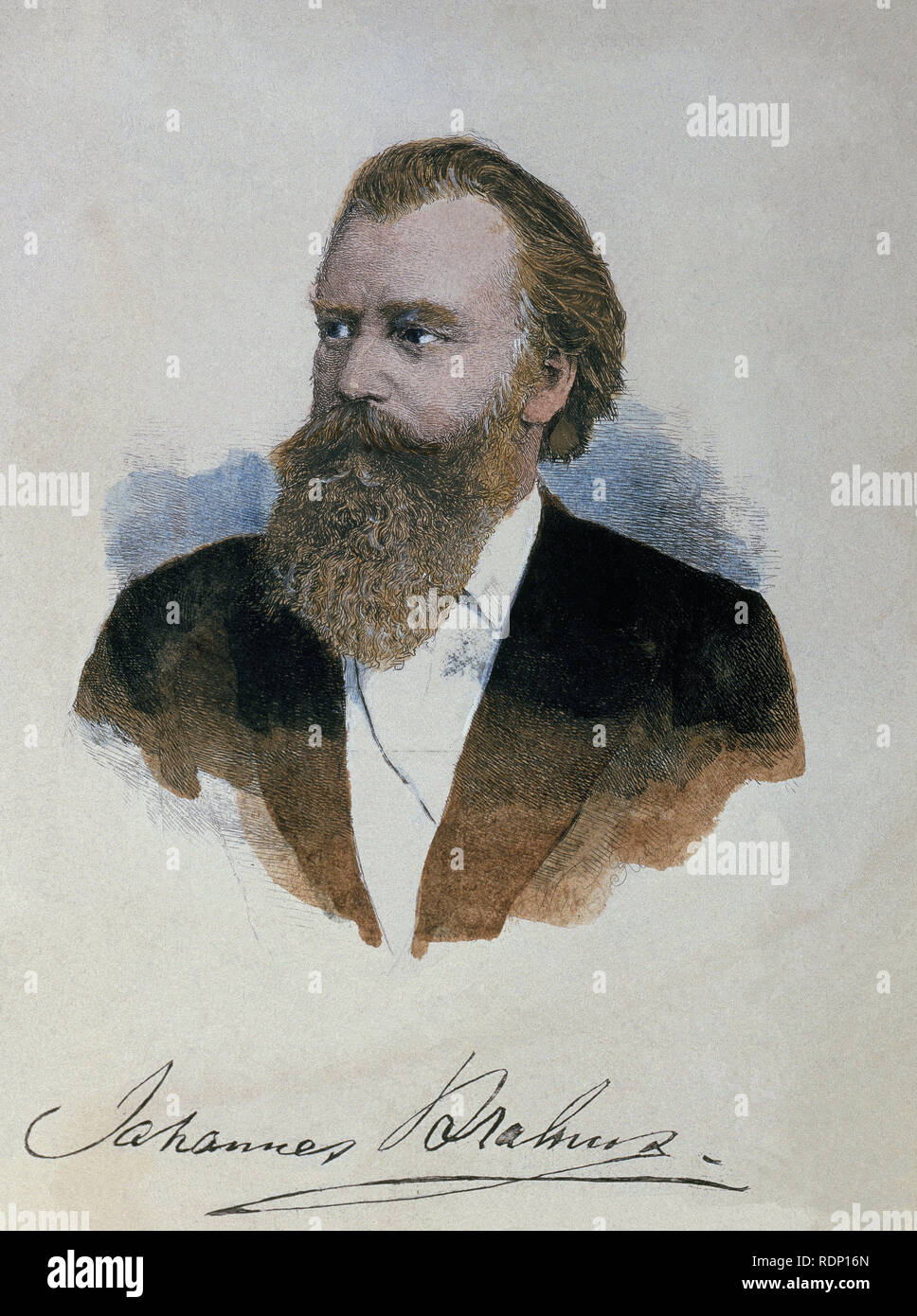 J. Brahms肖像、W. Pech署名入版画 1940年頃 J. Brahms肖像、W. Pech署名