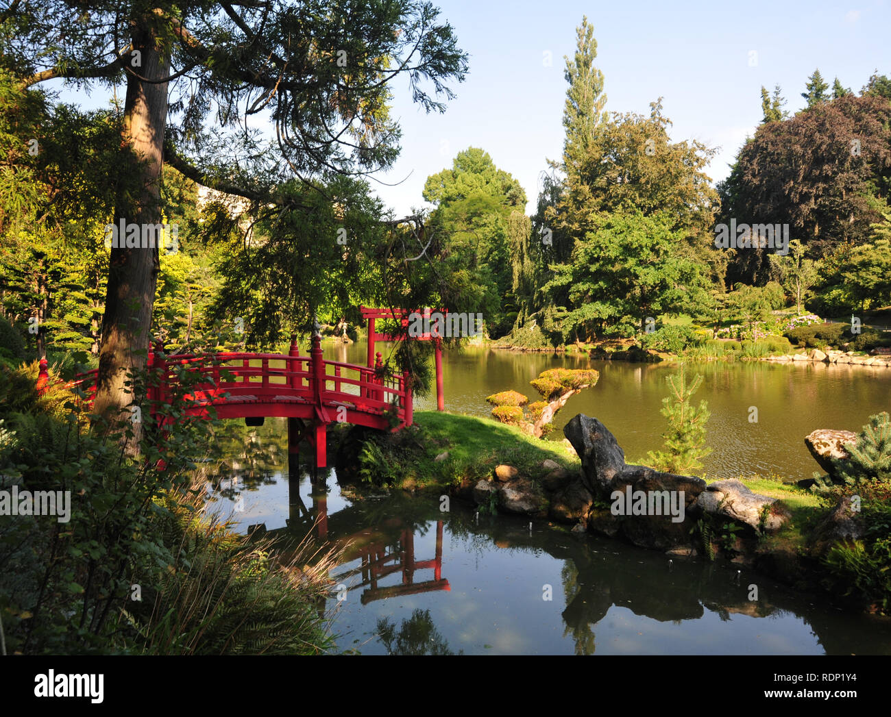 stunning view of Japanese garden in France Stock Photo