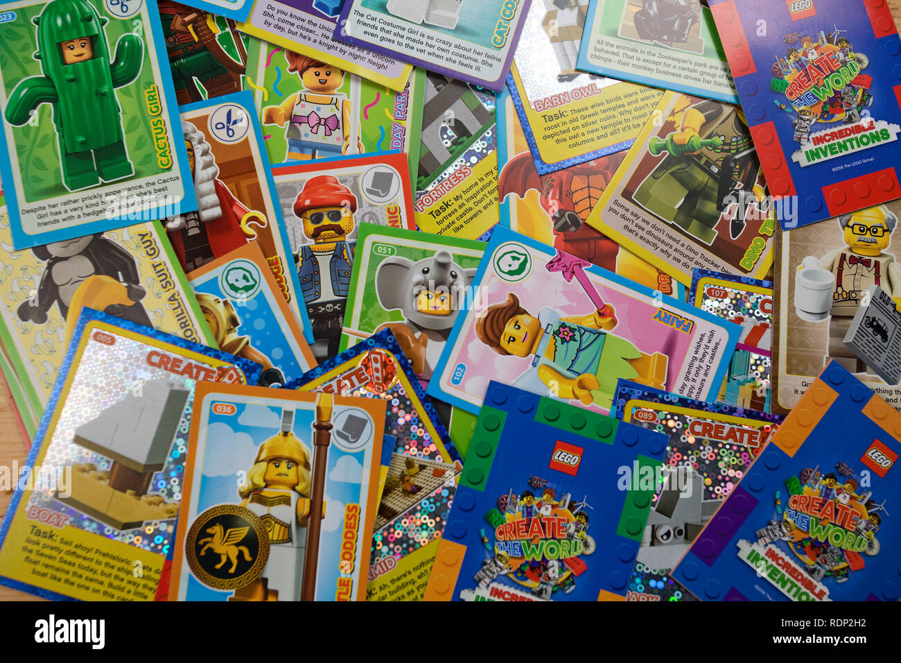 Lego trading cards Stock Photo