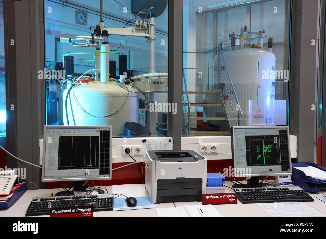NMR nuclear magnetic resonance spectroscope for the detection of protein structures on an atomic level, control and evaluation Stock Photo