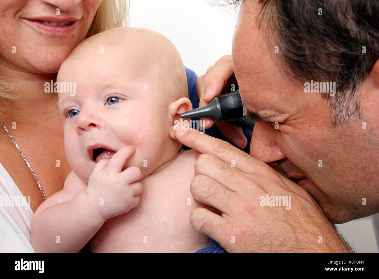 Doctor's surgery, mother and child at the paediatrician's, medical examination of an infant, preventive medical examination Stock Photo