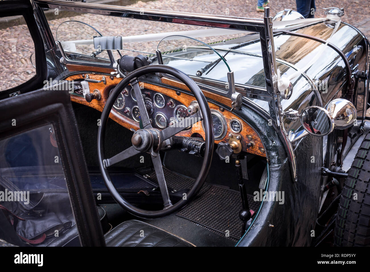 Close up on a interior of a vintage car. Cambridge, UK Stock Photo