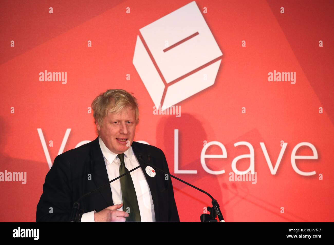 London, UK. 12th April 2016. Boris Johnson addressing Vote Leave Dinner. Stock Photo