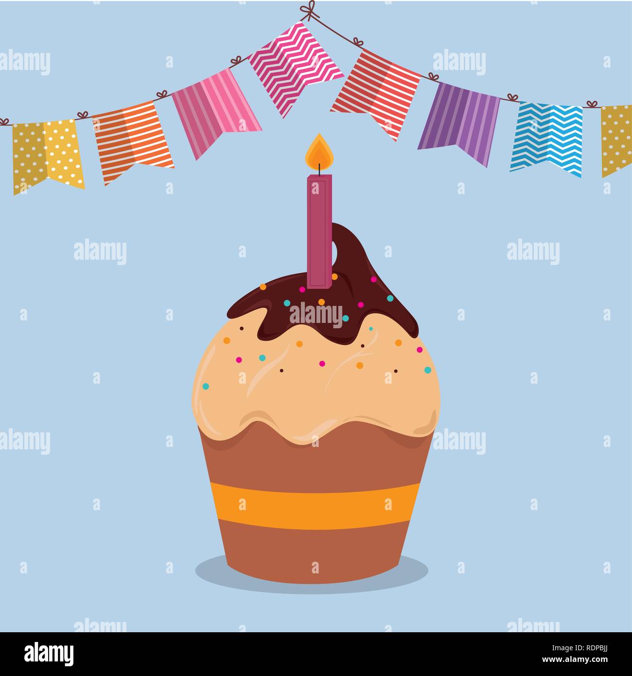 sweet birthday cupcake celebration vector illustration design Stock ...