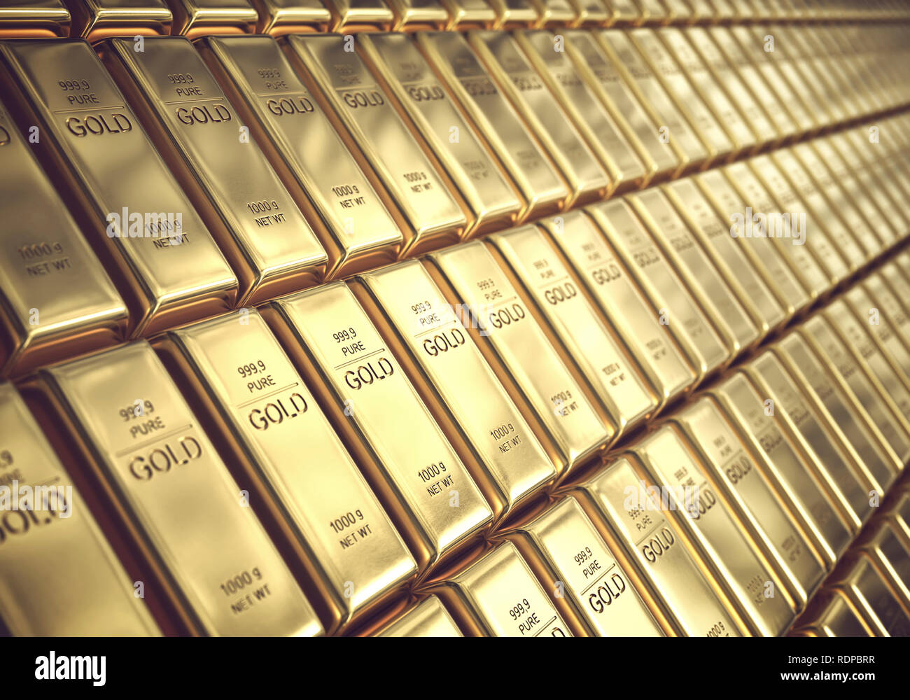 Gold bars, illustration Stock Photo