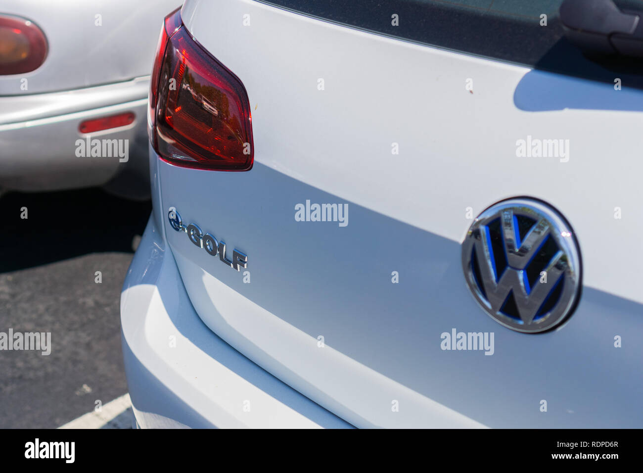 August 24, 2017 Sunnyvale/CA/USA - Details of a VW e-golf car Stock Photo