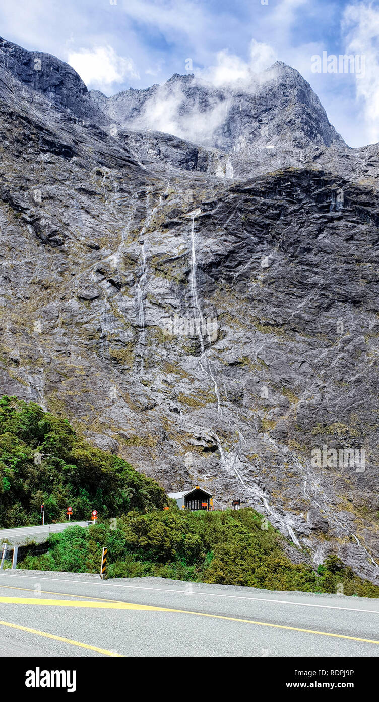 Milford Sound Fjordland Tunnel, New Zealand, South Island, NZ Stock