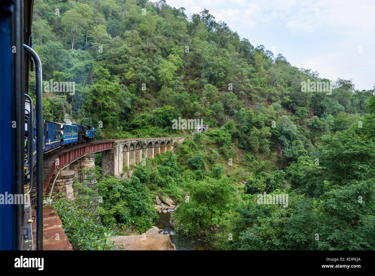 Nilgiri Mountain Railway, between Ooty and Mettupalayam, Tamil Nadu, India Stock Photo