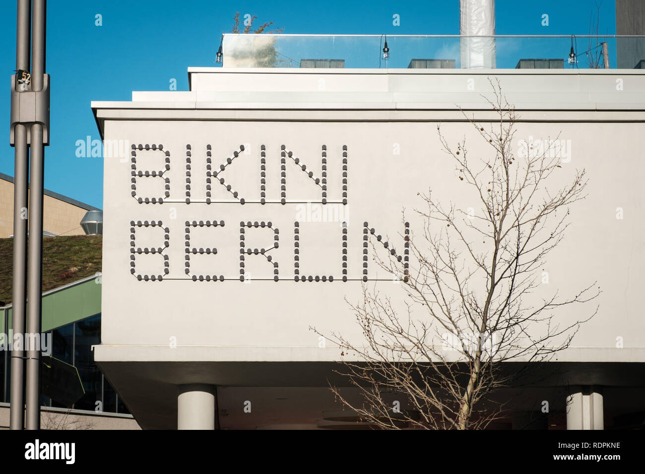 Berlin, Germany - january 2019:   The Brand logo of the 'Bikini Berlin' (formally Bikinihaus) , a concept shopping center at Zoologischer Garten in Be Stock Photo