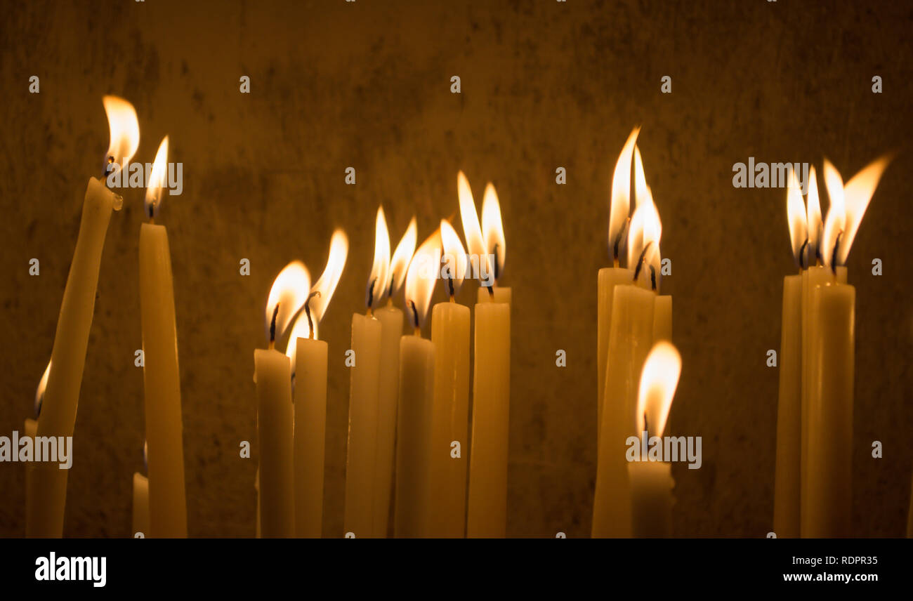 Candles of prayers in one of the oldest churches in Egypt,group of
