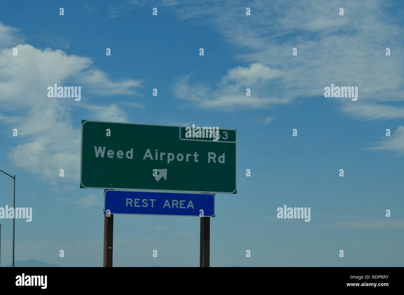 Weed Airport Sign Stock Photo