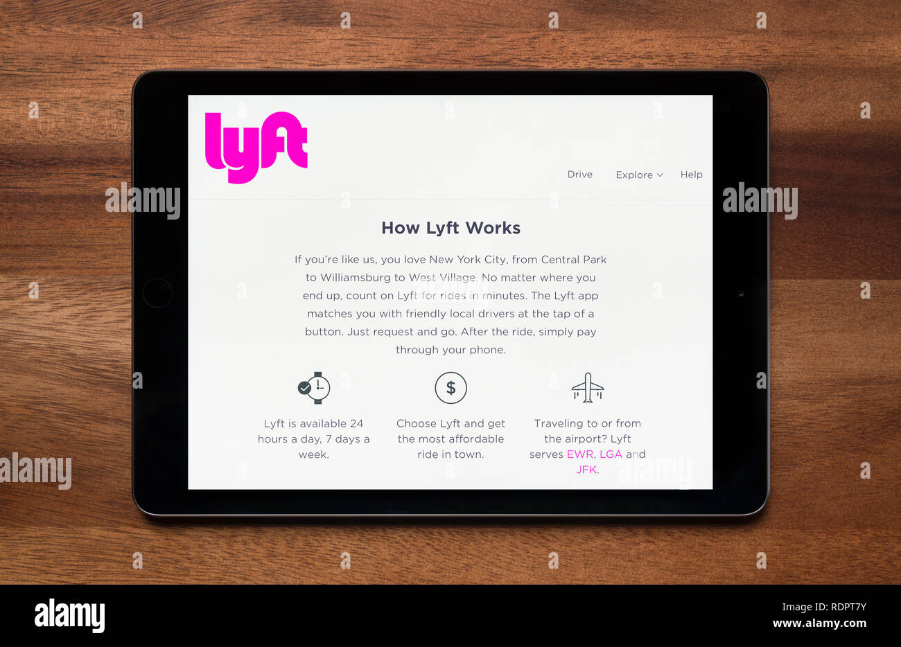 The Website Of Lyft Is Seen On An Ipad Tablet Which Is Resting On A Wooden Table Editorial Use Only Stock Photo Alamy