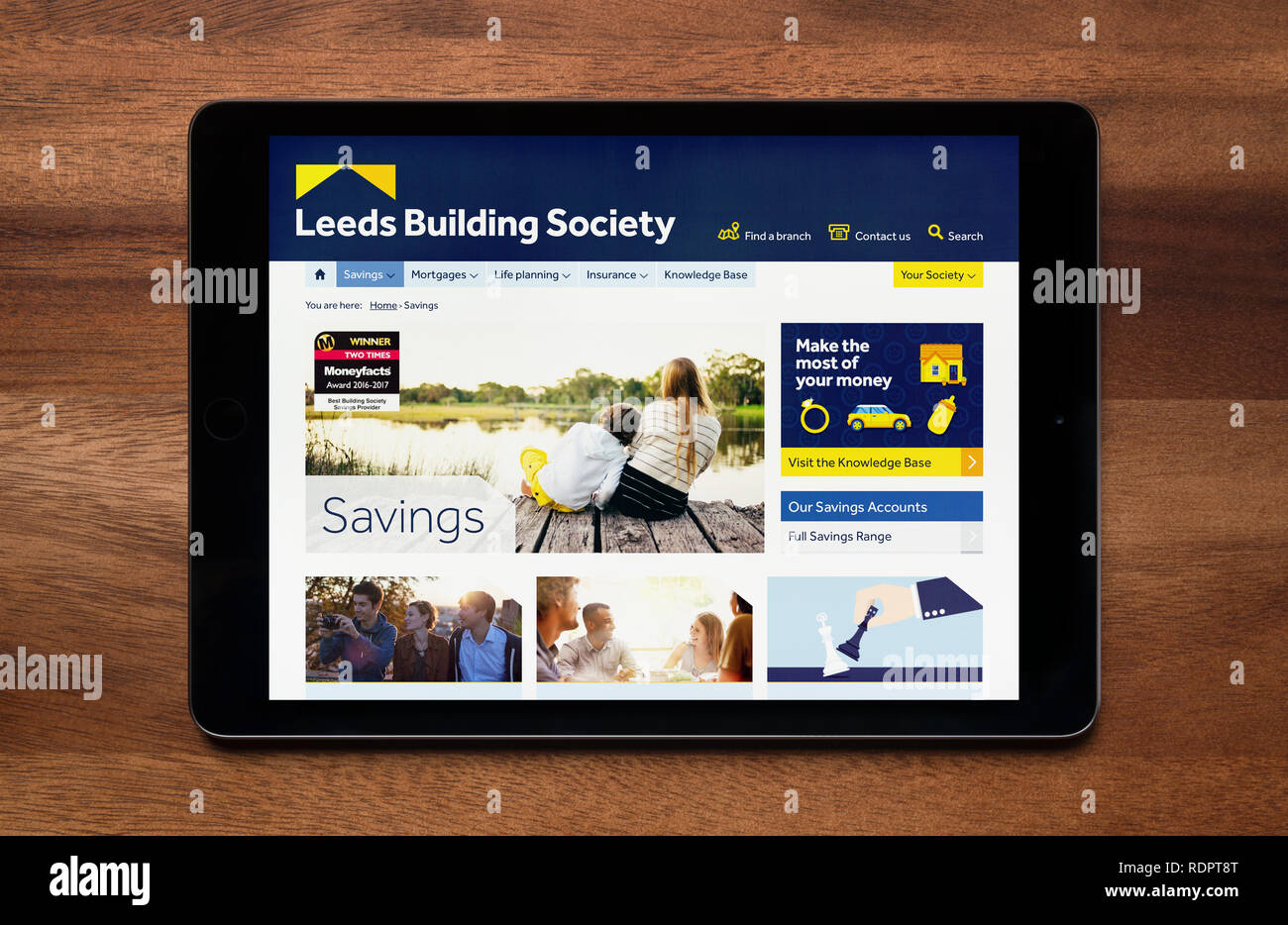 The website of Leeds Building Society is seen on an iPad tablet, which