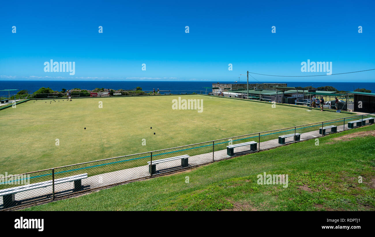 24th December 2018, Clovelly Sydney Australia: Lawn bowls bowling green at Clovelly bowling club in Sydney NSW Australia Stock Photo