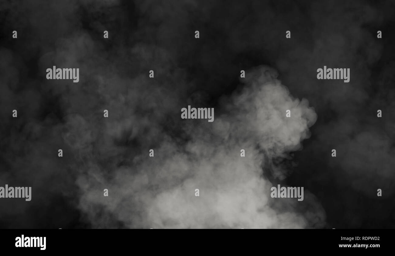 Fog and mist effect on isolated black background for text or space ...