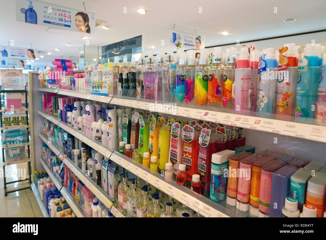 SEOUL, SOUTH KOREA CIRCA MAY, 2017 goods on display at Watsons store in Seoul. Watsons