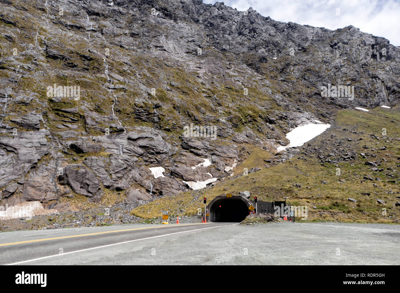 Milford Sound Fjordland Tunnel, New Zealand, South Island, NZ Stock