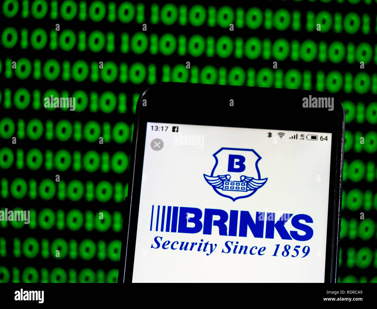 Brink's Security company logo seen displayed on smart phone Stock Photo