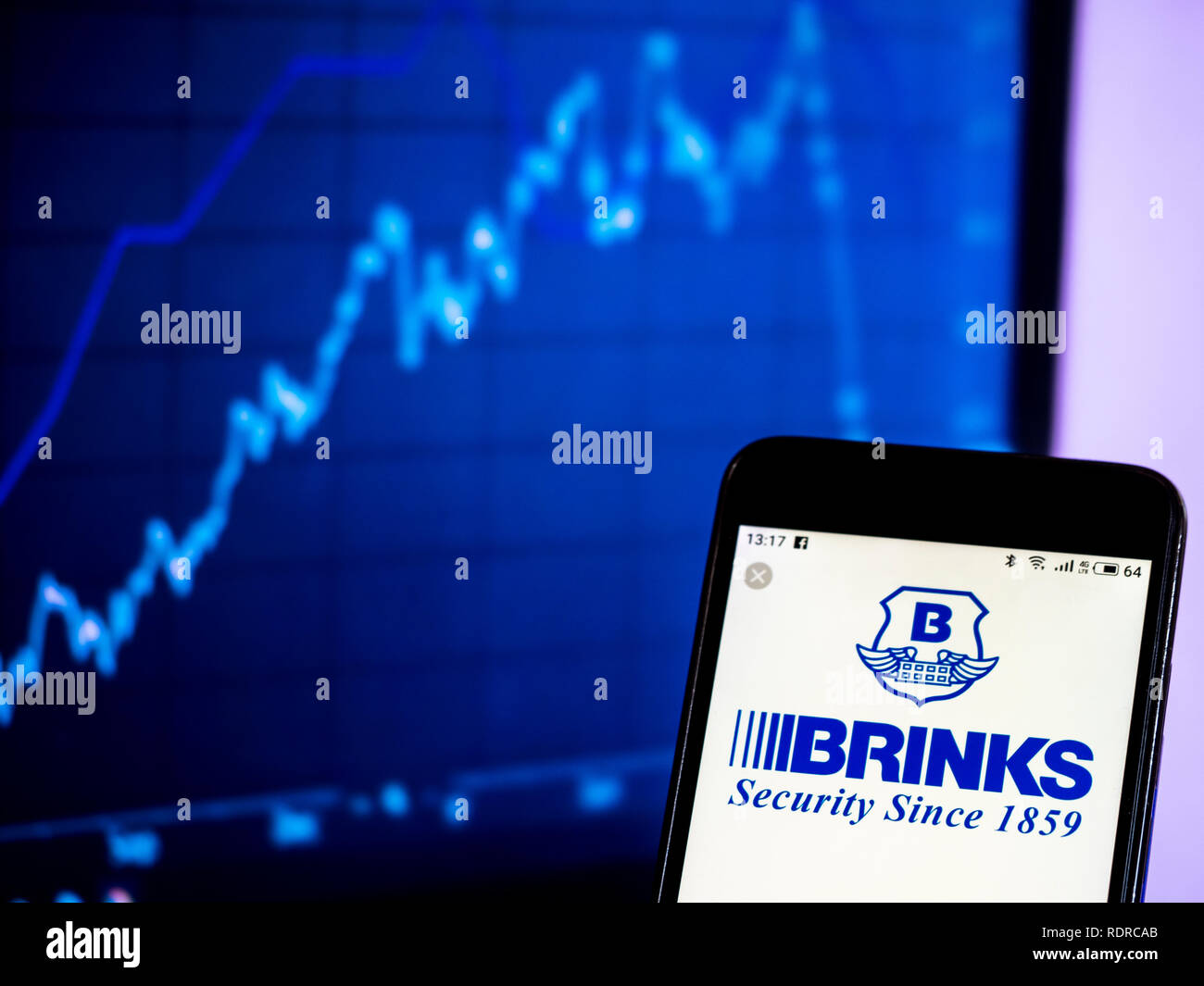 Brink's Security company logo seen displayed on smart phone Stock Photo
