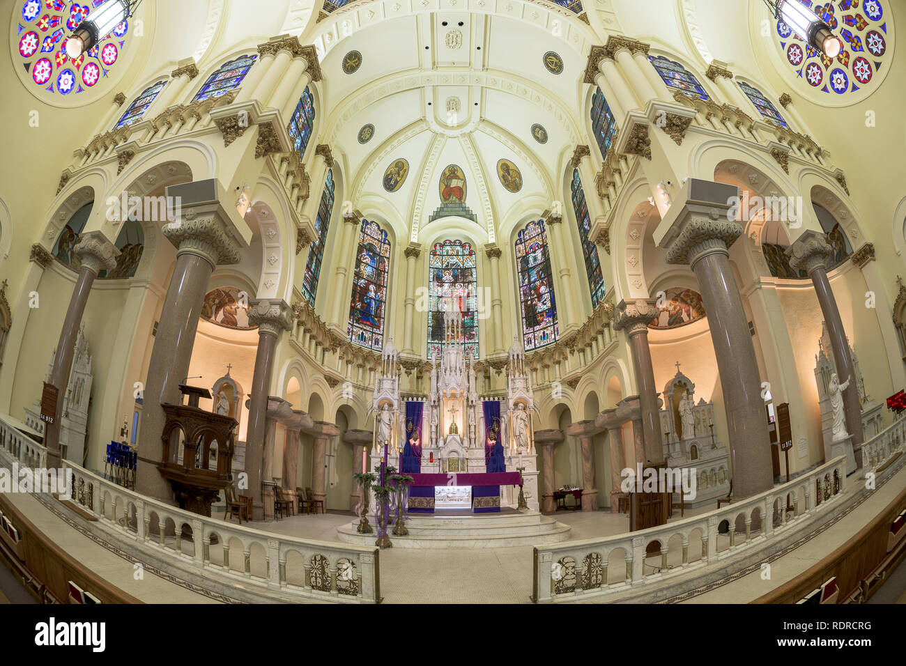 Altar and sanctuary inside the Sacred Heart Catholic Church in downtown
