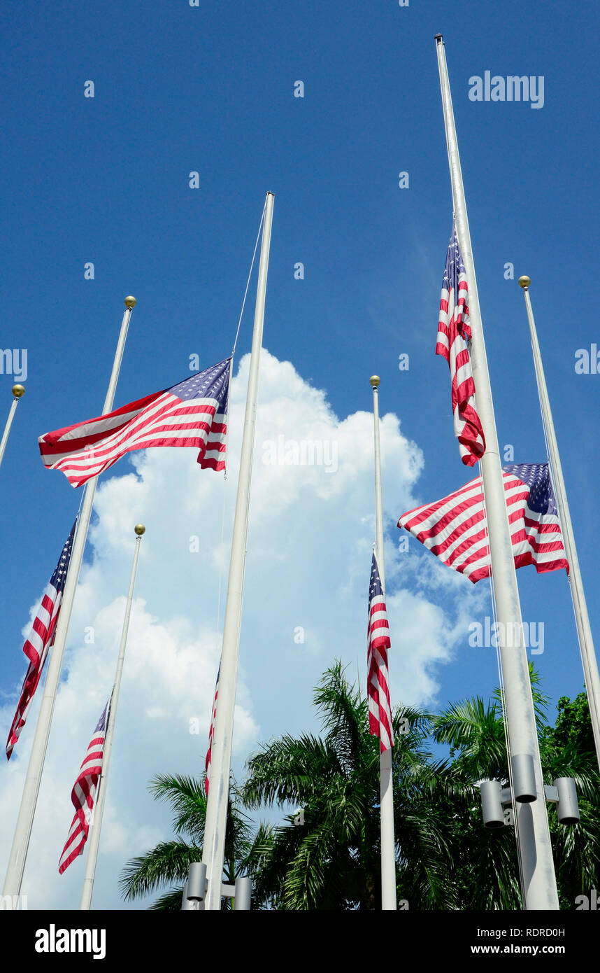 American Flags at Half Mast Stock Photo Alamy