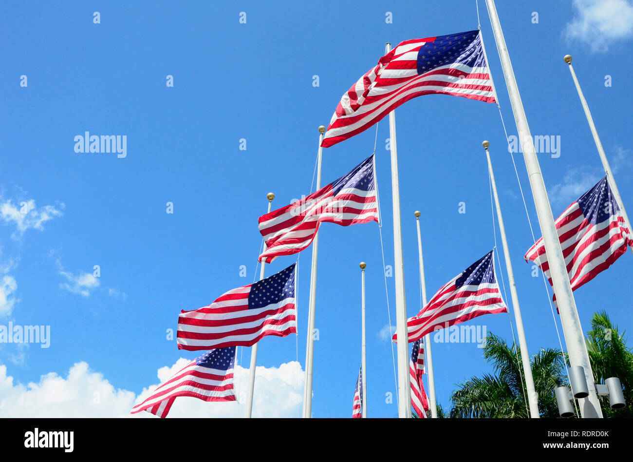 American Flags at Half Mast Stock Photo Alamy